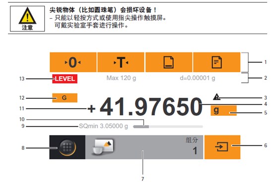 賽多利斯電子天平quintix35-1cn顯示元素