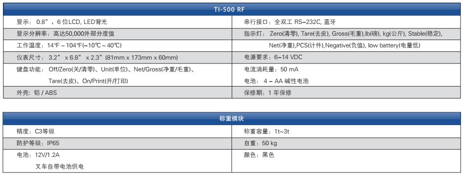 電動叉車無線稱重模塊套裝式1-3T 參數